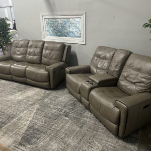 Gray Leather Recliner Set - Free Delivery