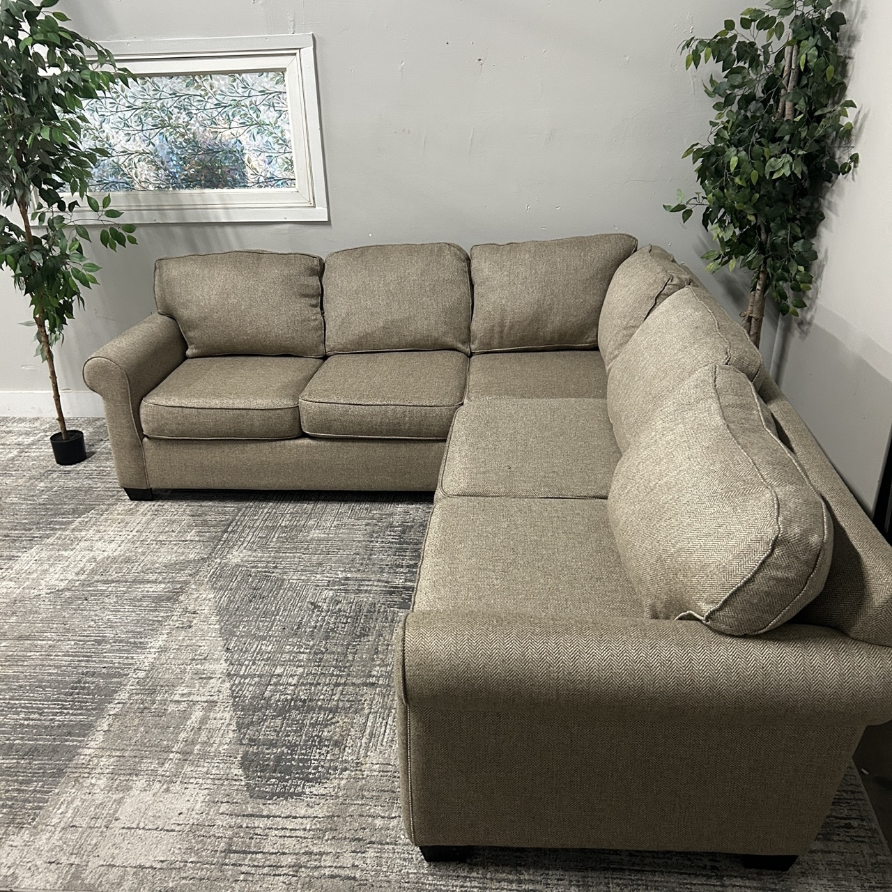 Gray Sectional L-Shape Couch | Free Delivery | CouchCycled of Fort Worth