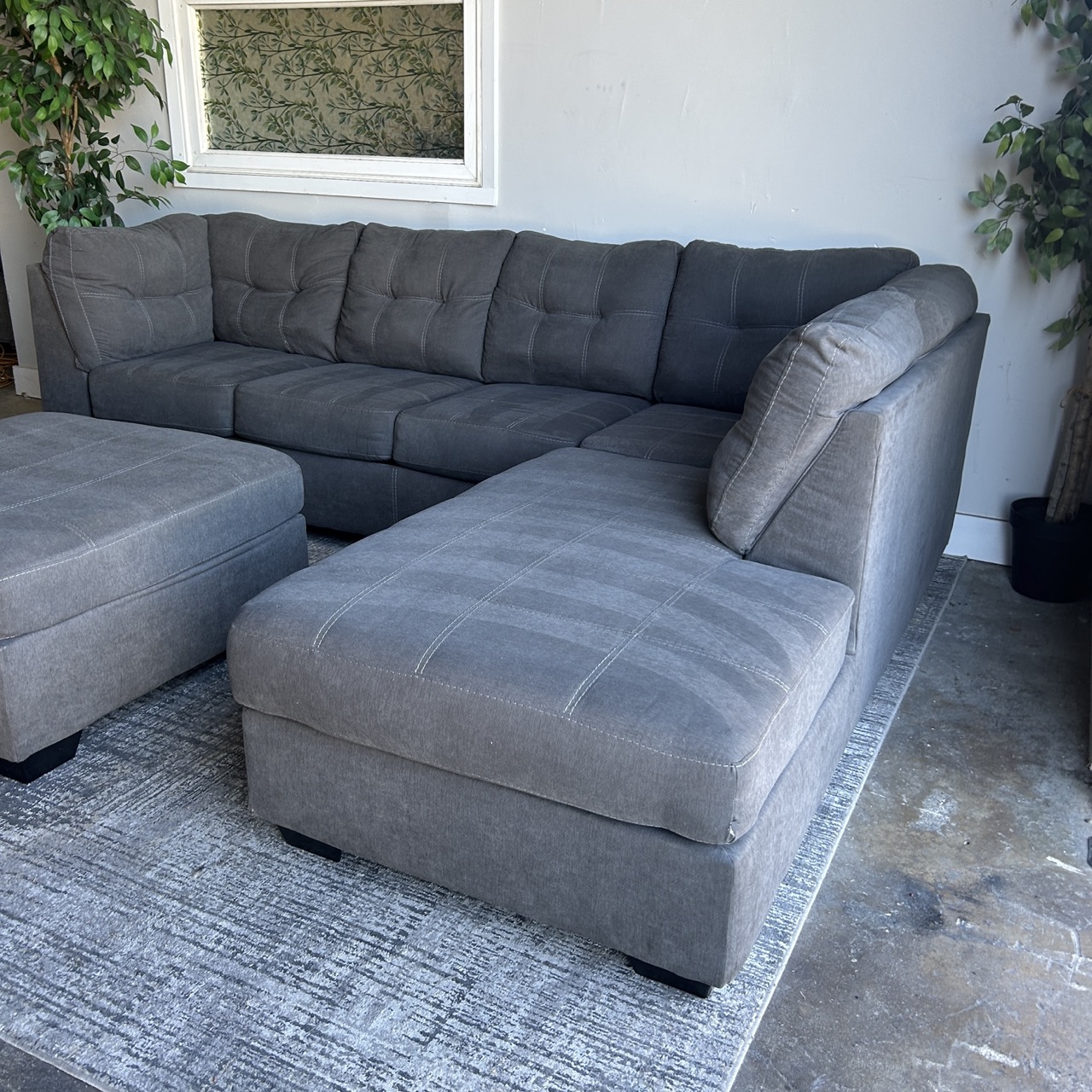 Gray Sectional Couch With Ottoman - Free Delivery | CouchCycled of Fort ...