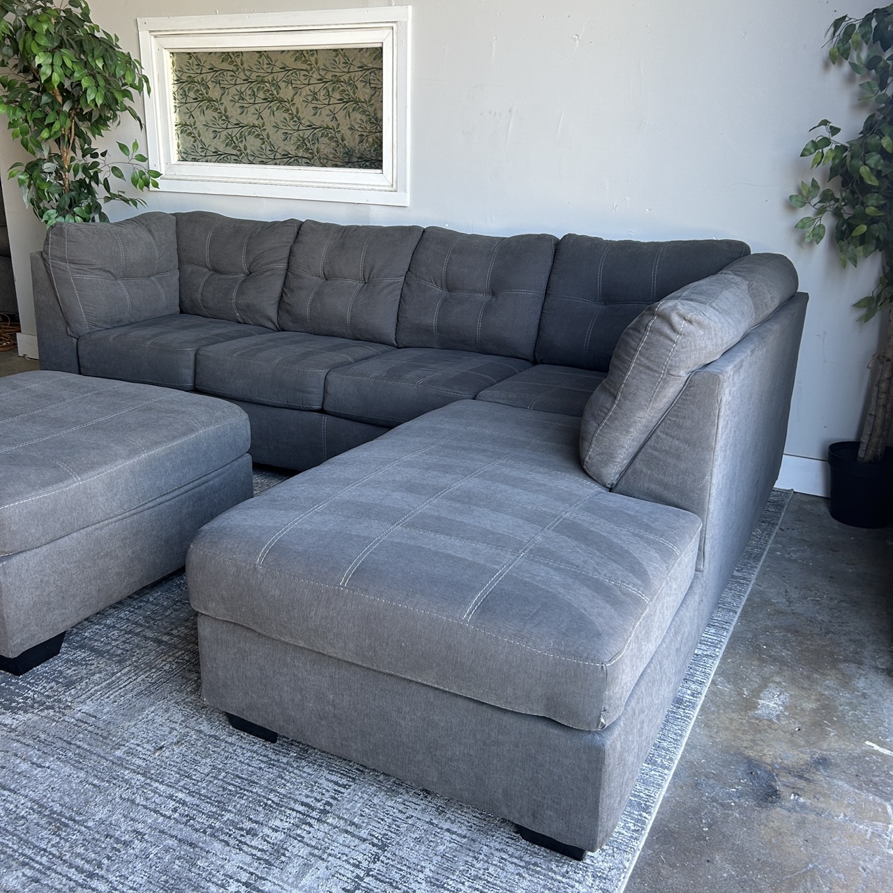 Gray Sectional Couch With Ottoman - Free Delivery | CouchCycled of Fort ...