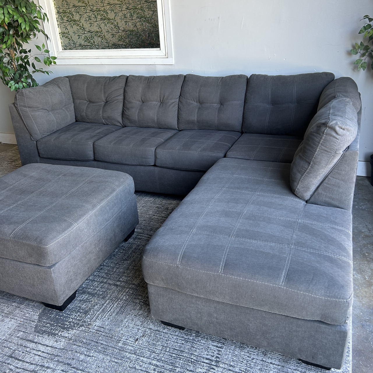 Gray Sectional Couch With Ottoman - Free Delivery | CouchCycled of Fort ...