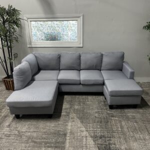 Gray Sectional w/ Ottoman