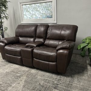 Brown Leather Loveseat