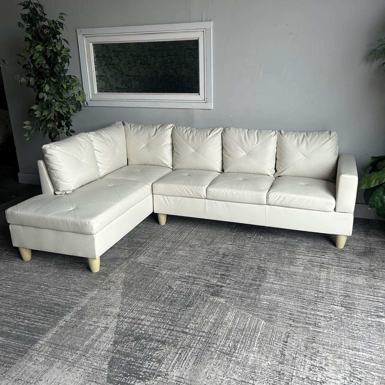 White Leather Sectional - Image 2