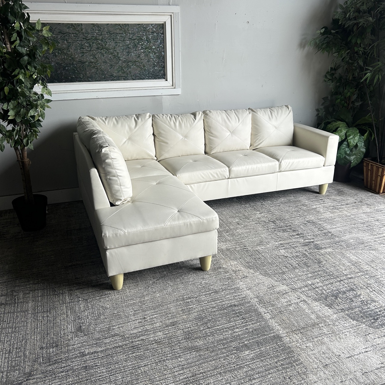 White Leather Sectional - Image 11
