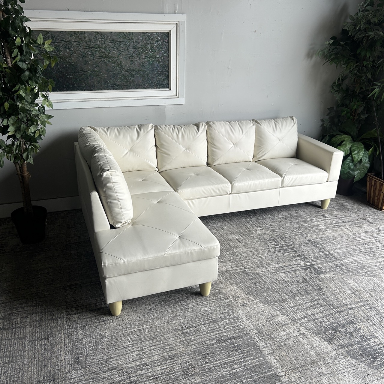 White Leather Sectional - Image 10