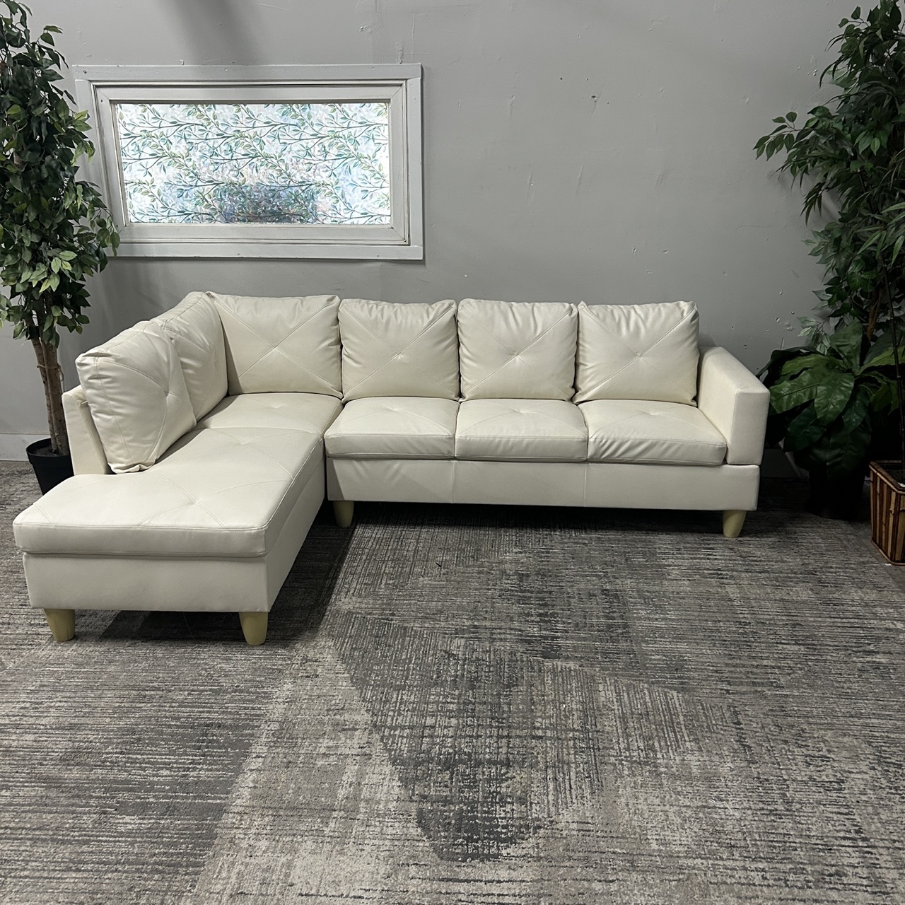 White Leather Sectional