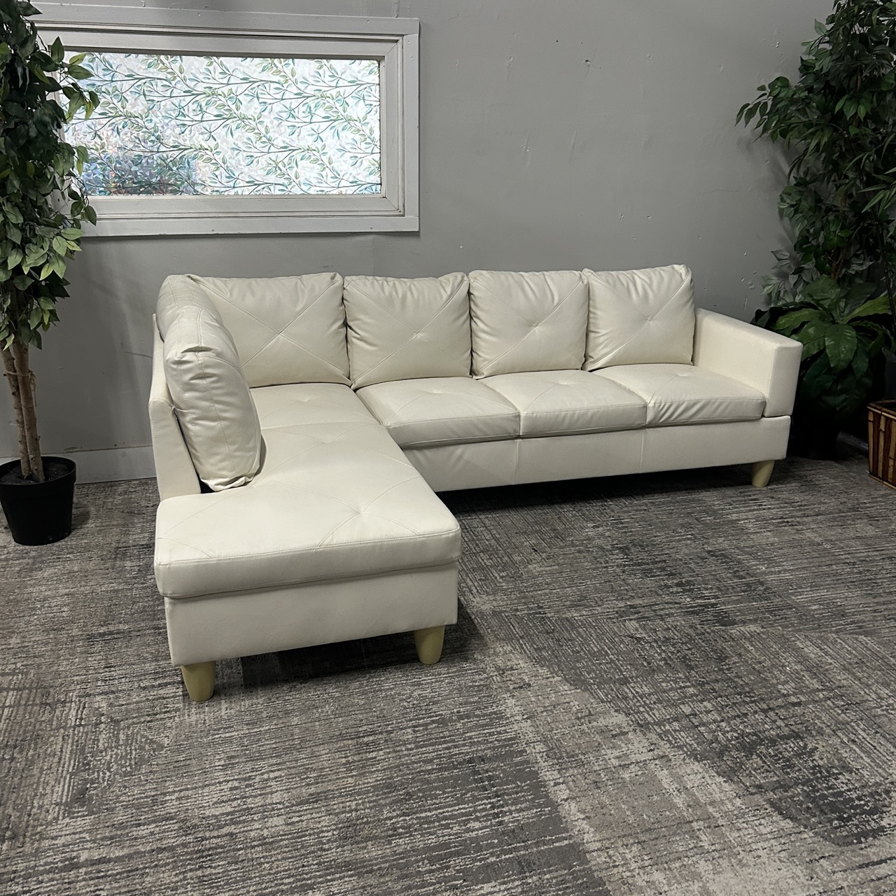 White Leather Sectional - Image 8