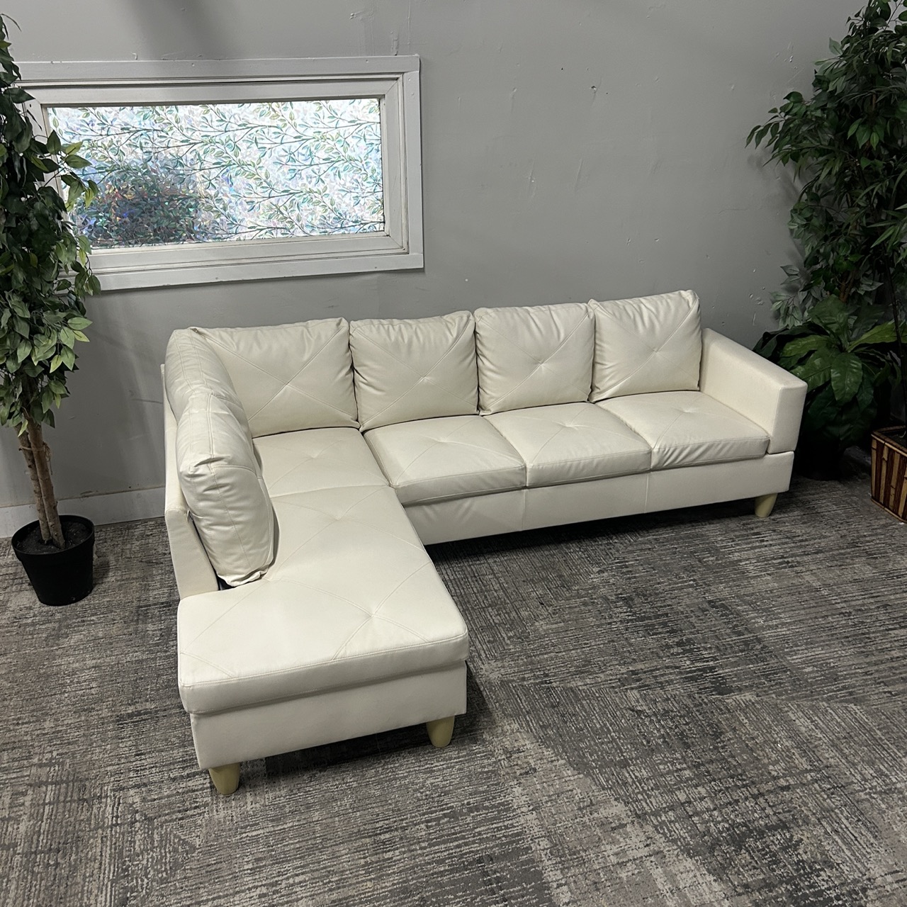 White Leather Sectional - Image 7