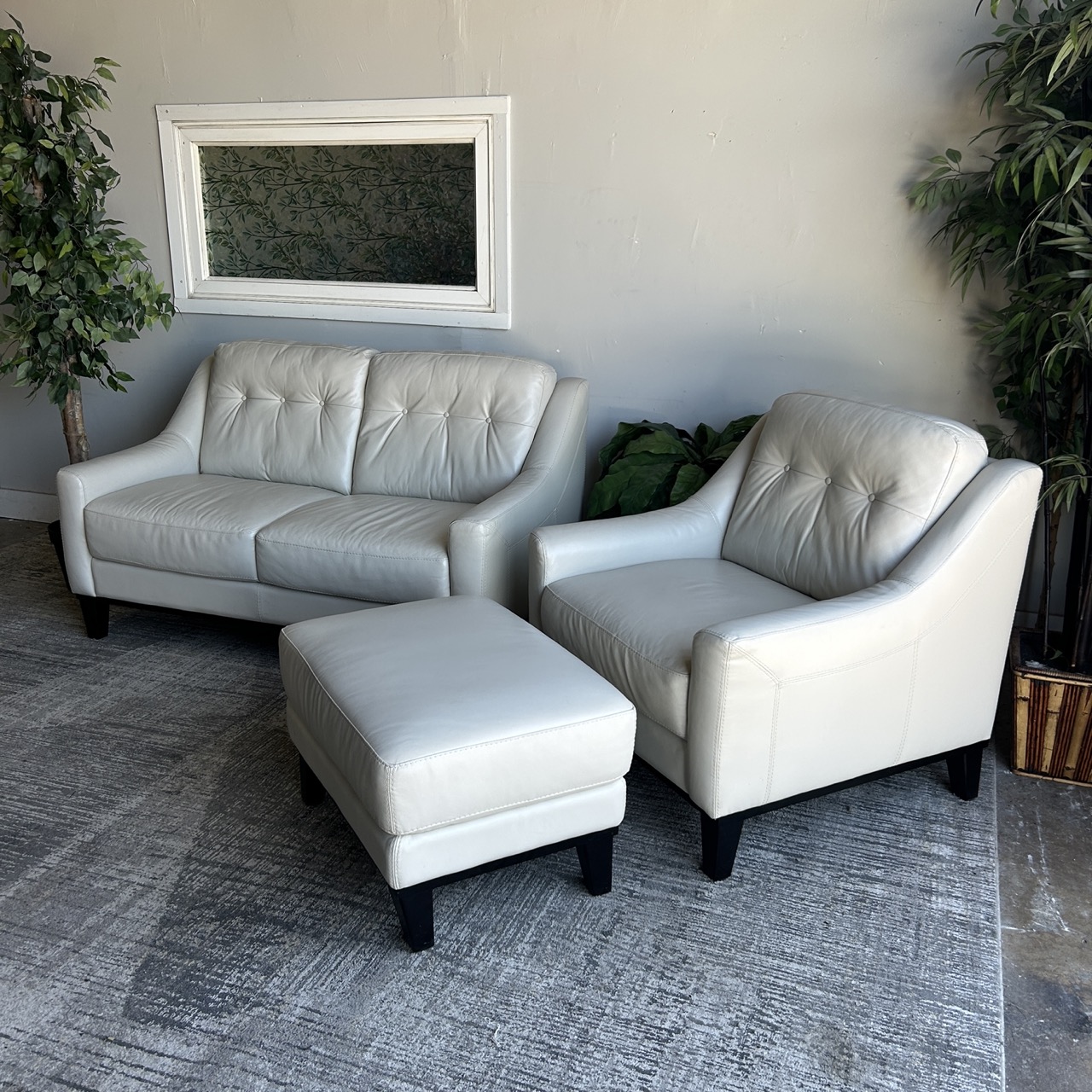 White Leather Couch Set - Image 11