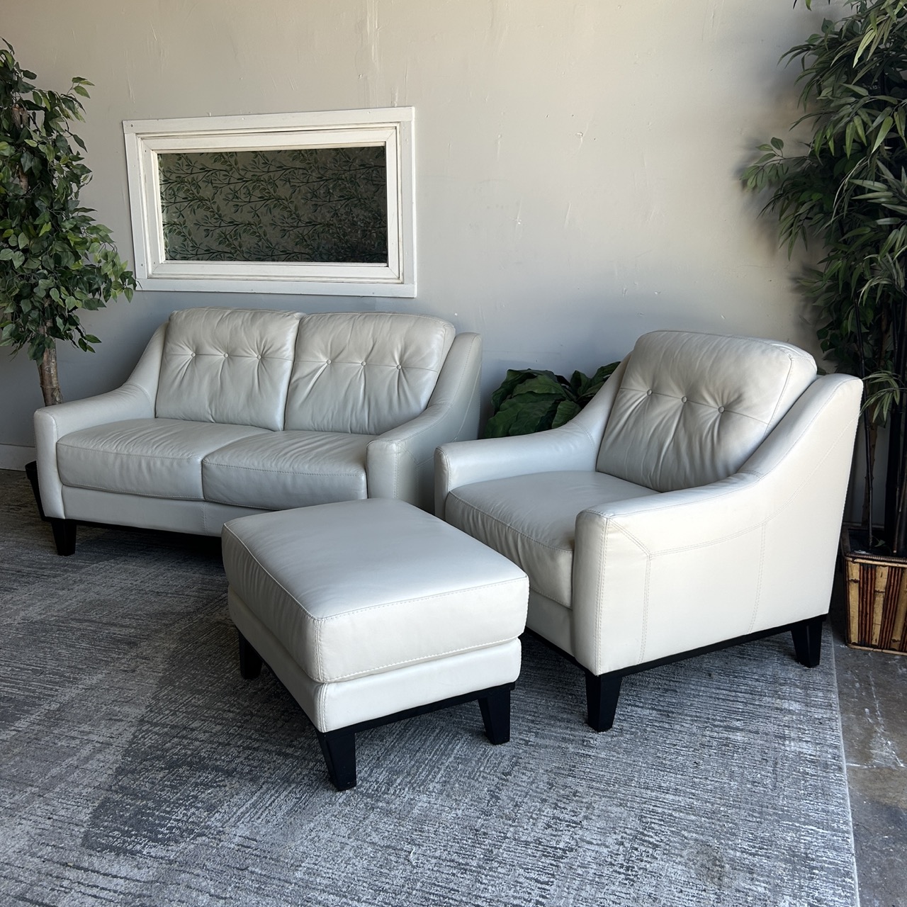 White Leather Couch Set - Image 6