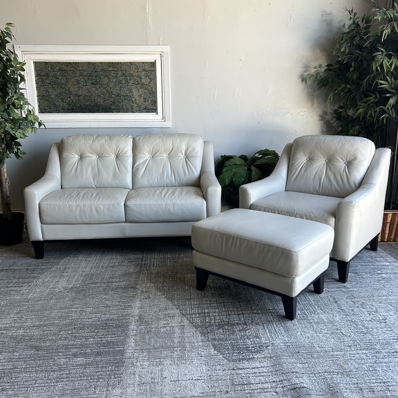 White Leather Couch Set - Image 10