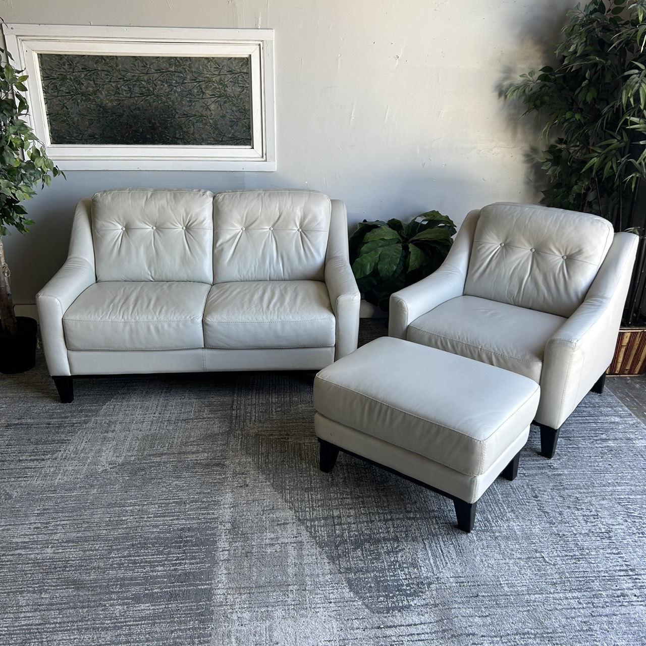 White Leather Couch Set - Image 9