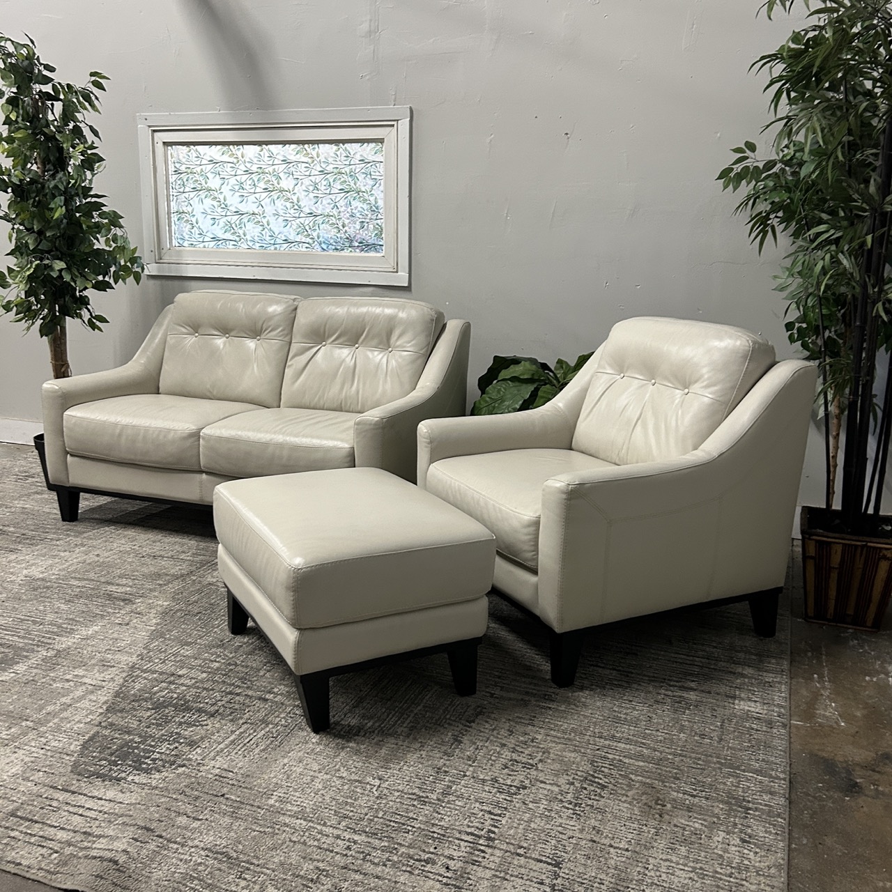 White Leather Couch Set - Image 2