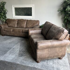 Brown Studded Couch Set