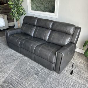 Gray Leather Power Recliner