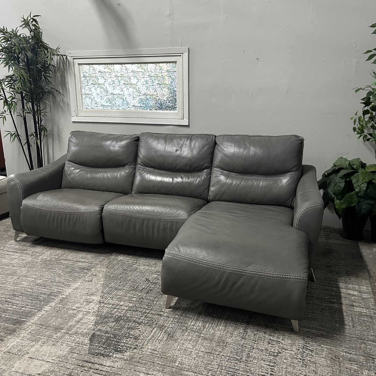 Gray Leather Recliner Chaise - Image 9