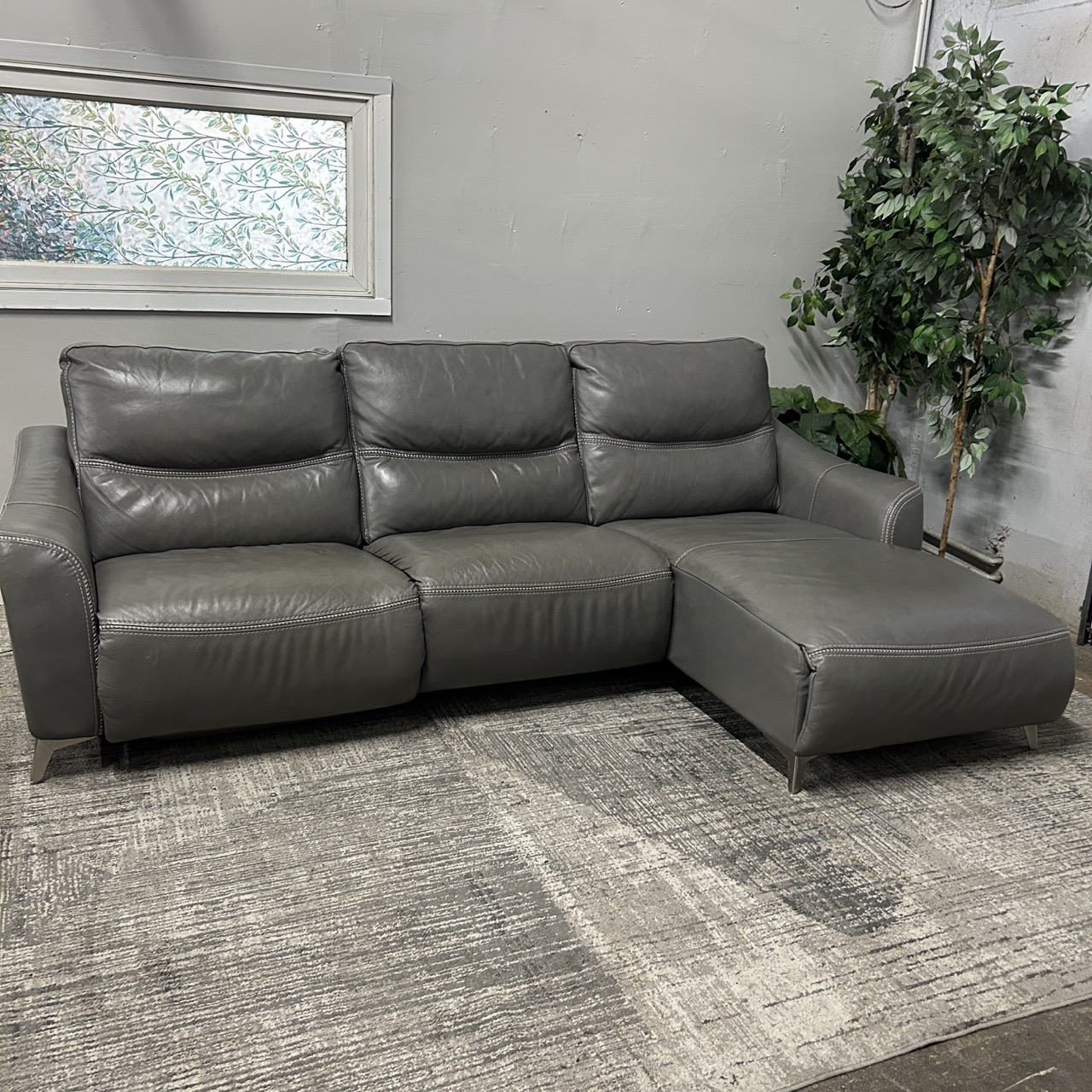 Gray Leather Recliner Chaise - Image 7