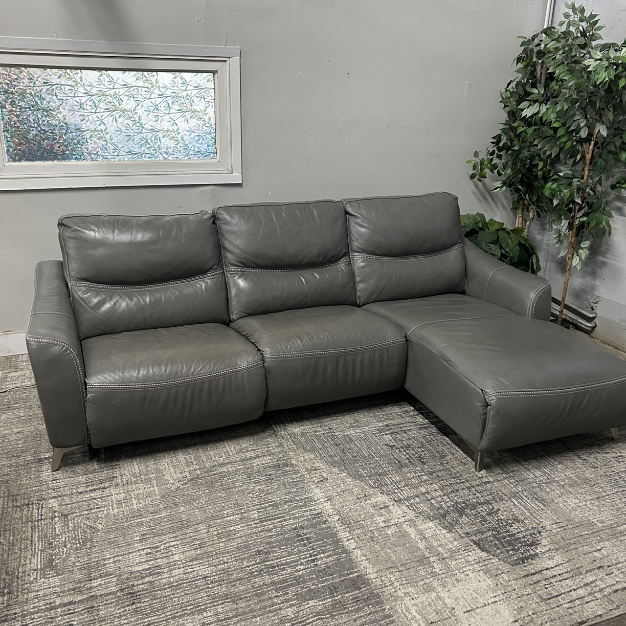 Gray Leather Recliner Chaise - Image 8