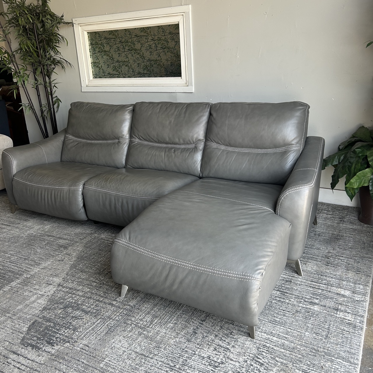 Gray Leather Recliner Chaise - Image 2