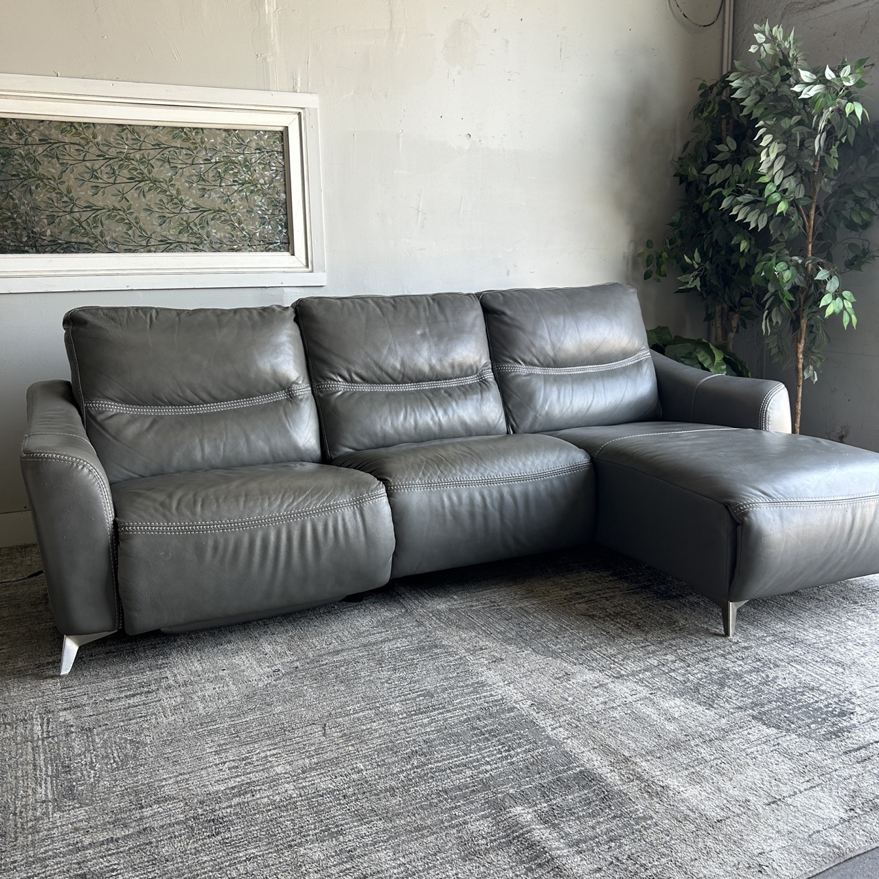 Gray Leather Recliner Chaise - Image 4