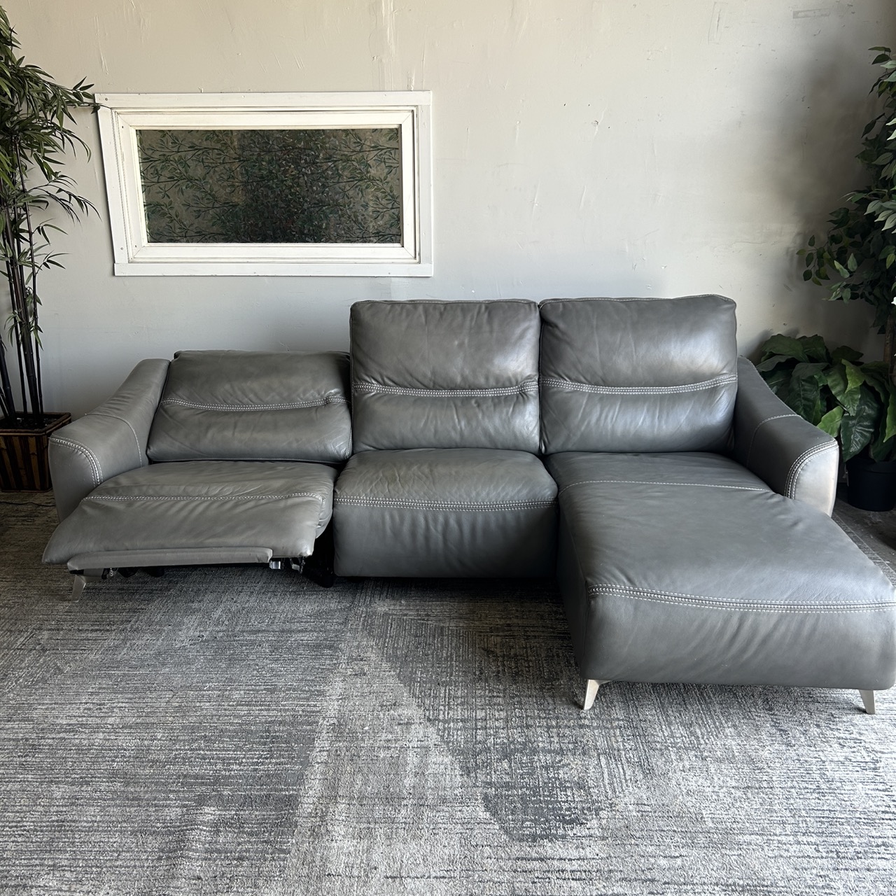 Gray Leather Recliner Chaise - Image 5
